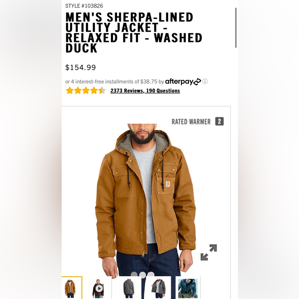 MEN'S SHERPA-LINED UTILITY JACKET - RELAXED FIT - WASHED DUCK